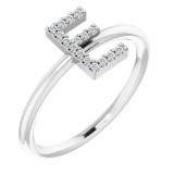 14K White .06 CTW Diamond Initial E Ring - 1238346020P photo