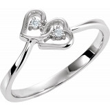 14K White .02 CTW Diamond Double Heart Ring - 60364251555P photo