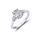 Lafonn Platinum Classic Three-Stone Engagement Ring - R0478CLP09 photo