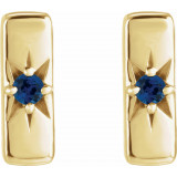 14K Yellow Blue Sapphire Starburst Bar Earrings - 87144606P photo 2