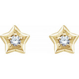 14K Yellow 3 mm Round April Youth Star Birthstone Earrings - 653421646P photo 2