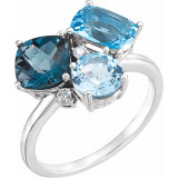 14K White Swiss, London, & Sky Blue Topaz & .05 CTW Diamond Ring - 717996000P photo