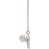 14K White Freshwater Cultured Pearl Bar 16 Necklace - 86940600P photo 2