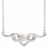 14K White Freshwater Cultured Pearl Bar 16 Necklace - 86940600P photo