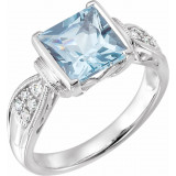 14K White Aquamarine & 1/8 CTW Diamond Ring - 66894101P photo
