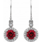14K White Lab-Grown Ruby & 1/8 CTW Diamond Halo-Style Earrings - 86595603P photo 2