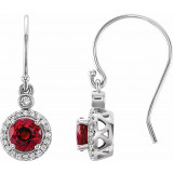 14K White Lab-Grown Ruby & 1/8 CTW Diamond Halo-Style Earrings - 86595603P photo