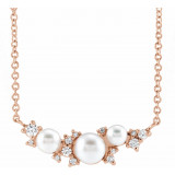 14K Rose Akoya Cultured Pearl & .08 CTW Diamond 16 Necklace - 87273122P photo