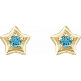 14K Yellow 3 mm Round March Youth Star Birthstone Earrings - 653421643P photo 2