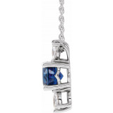 14K White Blue Sapphire & 1/5 CTW Diamond 16-18 Necklace - 86961605P photo 2