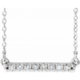14K White 1/8 CTW Diamond French-Set Bar 16 Necklace - 86969700P photo