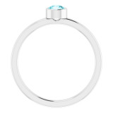 14K White 4 mm Round Blue Zircon Ring - 718066044P photo 2
