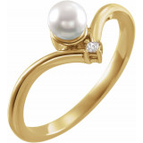 14K Yellow Akoya Cultured Pearl & .025 CTW Diamond Ring - 6526105P photo