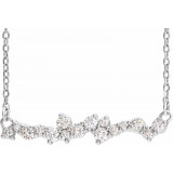 14K White 1/3 CTW Diamond Scattered Bar 18 Necklace - 86991705P photo