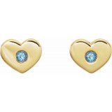 14K Yellow Aquamarine Heart Earrings - 86336615P photo 2