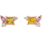 14K Rose Yellow Sapphire, Pink Sapphire, & 1/8 CTW Diamond Earrings - 87140602P photo 2
