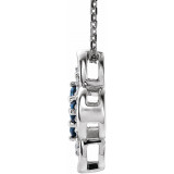 14K White Blue Sapphire & 1/10 CTW Diamond Clover 18 Necklace - 86369600P photo 2
