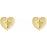 14K Yellow Heart & Cross Earrings - R17017601P photo 2