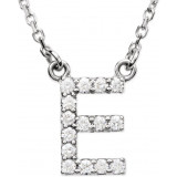 14K White Initial E 1/8 CTW Diamond 16 Necklace - 67311104P photo