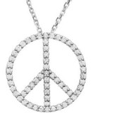 14K White 1/3 CTW Diamond Tiny Peace Sign 16 Necklace - R45184D100001P photo
