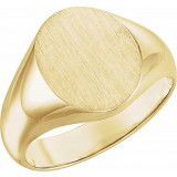 14K Yellow 12x10 mm Oval Signet Ring - 5543112666P photo