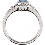14K White 1/3 CTW Diamond & 7x5 mm Aqua Ring - 6614660002P photo 2