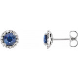 14K White Blue Sapphire & 1/6 CTW Diamond Earrings - 86509620P photo