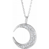 14K White 1/3 CTW Diamond Crescent Moon 16-18 Necklace - 86692600P photo