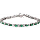 14K White Emerald & 2 1/3 CTW Diamond Line 7  Bracelet - 62078100P photo