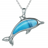 Alamea Sterling Silver and Larimar Large Dolphin Pendant photo