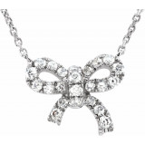14K White 1/6 CTW Diamond Bow 18 Necklace - 65193760000P photo