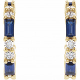 14K Yellow Blue Sapphire & 1/2 CTW Diamond Earrings - 86789606P photo 2