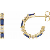 14K Yellow Blue Sapphire & 1/2 CTW Diamond Earrings - 86789606P photo