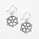 Southern Gates Harbor Series Sterling Silver Ship Wheel Earrings photo