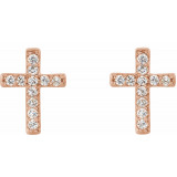 14K Rose .05 CTW Diamond Cross Earrings - R17013602P photo 2