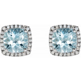 14K White Aquamarine & 1/8 CTW Diamond Earrings - 65204760000P photo 2