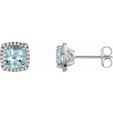 14K White Aquamarine & 1/8 CTW Diamond Earrings - 65204760000P photo