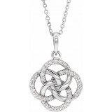 14K White 1/8 CTW Diamond Five-Fold Celtic Necklace - 86976605P photo