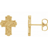 14K Yellow Floral-Inspired Cross Earrings - R17018601P photo