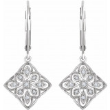 14K White 1/10 CTW Diamond Granulated Filigree Earrings - 65261060000P photo 2
