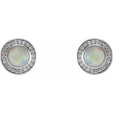 14K White 5 mm Opal & 1/6 CTW Diamond Halo-Style Earrings - 86481600P photo 2