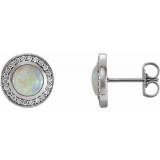 14K White 5 mm Opal & 1/6 CTW Diamond Halo-Style Earrings - 86481600P photo