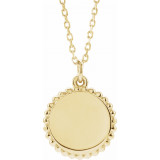 14K Yellow Engravable Beaded Disc 16-18 Necklace - 86472112P photo