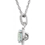 14K White Aquamarine & 1/10 CTW Diamond 18 Necklace - 65130170003P photo 2