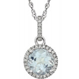 14K White Aquamarine & 1/10 CTW Diamond 18 Necklace - 65130170003P photo