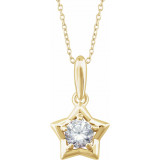 14K Yellow 3 mm Round April Youth Star Birthstone 15 Necklace - 653418643P photo
