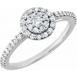 14K White 1/2 CTW Diamond Cluster Halo-Style Engagement Ring - 122023125P photo