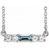 14K White Aquamarine & 1/5 CTW Diamond 18 Necklace - 86838695P photo