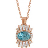 14K Rose Blue Zircon & 1/3 CTW Diamond 16-18 Necklace - 869706167P photo