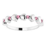 14K White Pink Tourmaline Stackable Heart Ring - 71999645P photo 3